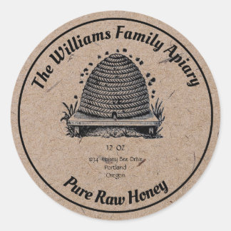 Honeybee Honey Jar Apiary Label | Pure Raw Honey