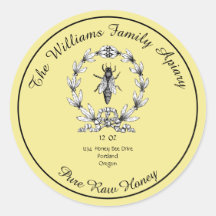Honeybee Honey Jar Apiary Label | Pure Raw Honey