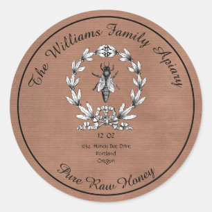 Honeybee Honey Jar Apiary Label Pure Raw Honey