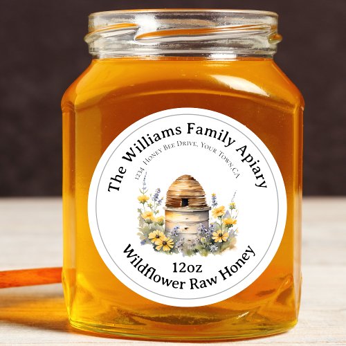 Honeybee Honey Jar Apiary Label Wildflower Honey