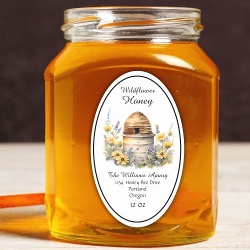 Honeybee Honey Jar Apiary Label  Wildflower Honey