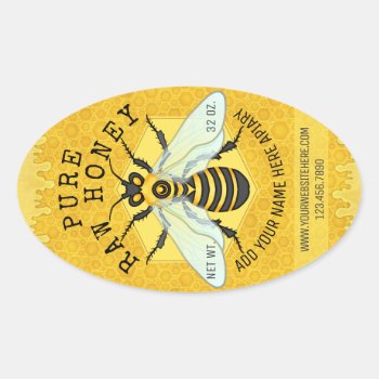 Honeybee Honey Jar Apiary Labels | Honeycomb Bee by FancyCelebration at Zazzle