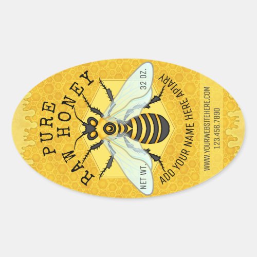 Honeybee Honey Jar Apiary Labels  Honeycomb Bee