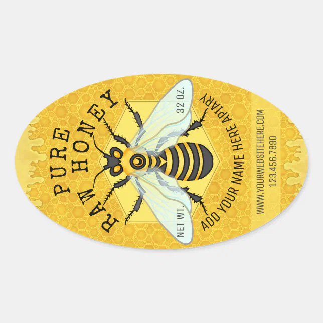 Honeybee Honey Jar Apiary Labels | Honeycomb Bee | Zazzle