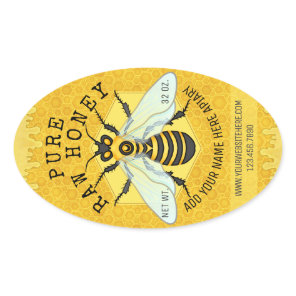Honeybee Honey Jar Apiary Labels | Honeycomb Bee