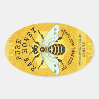 Honeybee Honey Jar Apiary Labels | Honeycomb Bee