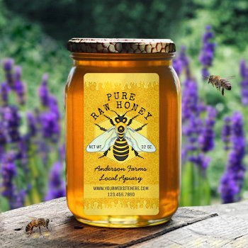 Honeybee Honey Jar Apiary Labels | Honeycomb Bee by FancyCelebration at Zazzle