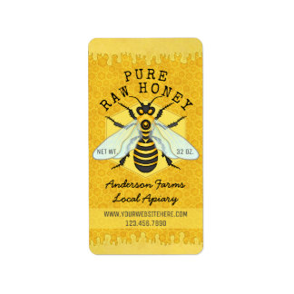 Honeybee Honey Jar Apiary Labels | Honeycomb Bee
