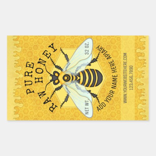 Honeybee Honey Jar Apiary Labels  Honeycomb Bee