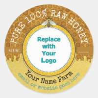 Honeybee Honey Jar Apiary Logo | Honeycomb Bee V2