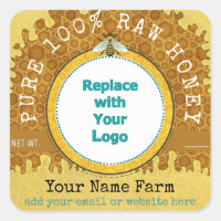 Honeybee Honey Jar Apiary Logo | Honeycomb Bee V2