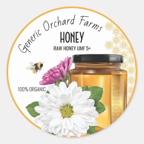 Honeybee Honey Jar Classic Round Sticker