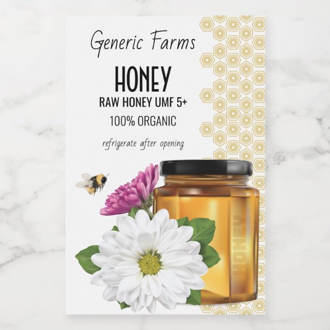 Honeybee Honey Jar Food Label (Single Label)