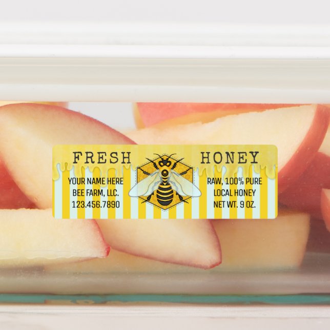 Honeybee Honeycomb Apiary Bee Business Honey Jar Labels (Affixed)