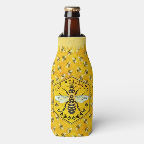 Honeybee Honeycomb Bee Bumblebee Crown  Custom Bottle Cooler