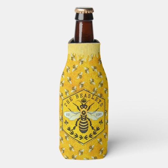 Honeybee Bee Bumblebee Crown Custom Bottle Cooler