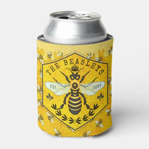 Honeybee Honeycomb Bee Bumblebee Crown  Custom Can Cooler