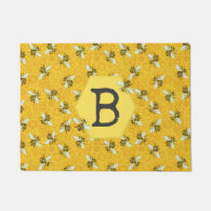 Honeybee Honeycomb Bee Hive Swarm Family Monogram Doormat