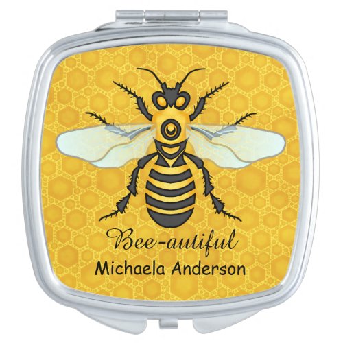 Honeybee Honeycomb Bee Personalized Text Vanity Mirror