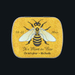 Honeybee Honeycomb Bee Wedding Theme Custom Jelly Belly Tin<br><div class="desc">This sweet honeybee mint tin design shows a large bee over a light, bright honeycomb background. The yellow and black bee has gossamer white-blue wings that are spread out like it's ready to fly. The background is a pretty golden beehive honeycomb pattern. This original, nature - inspired design is perfect...</div>
