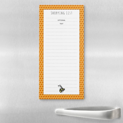 Honeybee Honeycomb Blank Grocery Shopping List Magnetic Notepad
