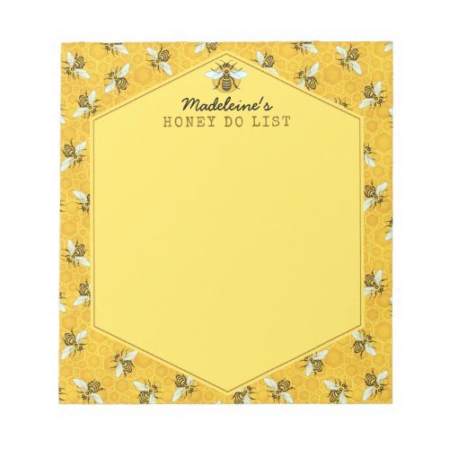 Honeybee Honeycomb Bumble Bee Honey Do List Custom Notepad