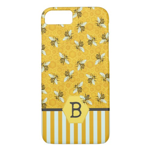 Honeybee Honeycomb Bumble Bee Monogram Pattern iPhone 87 Case