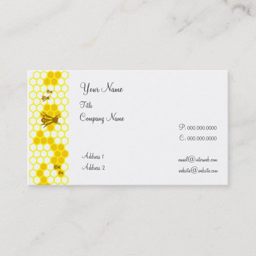 Customizable Honeybee Honeycomb Custom Business Cards