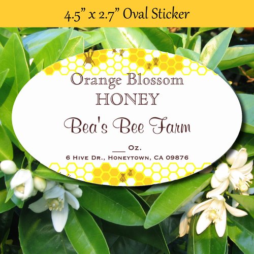 Honeybee Honeycomb Honey Bee 45â x 27 Oval Sticker