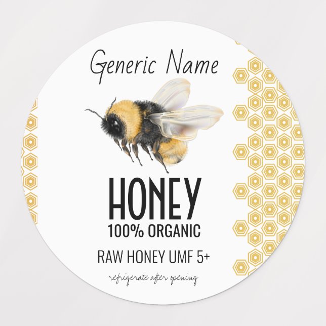 Honeybee Honeycomb Honey Labels (Design 1)