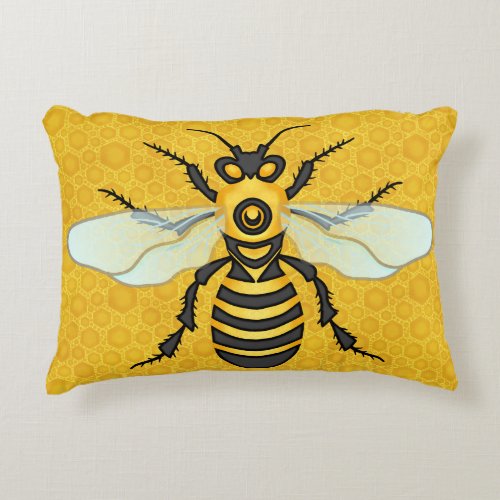 Honeybee Honeycomb Large Bee Apiary Hive Accent Pillow