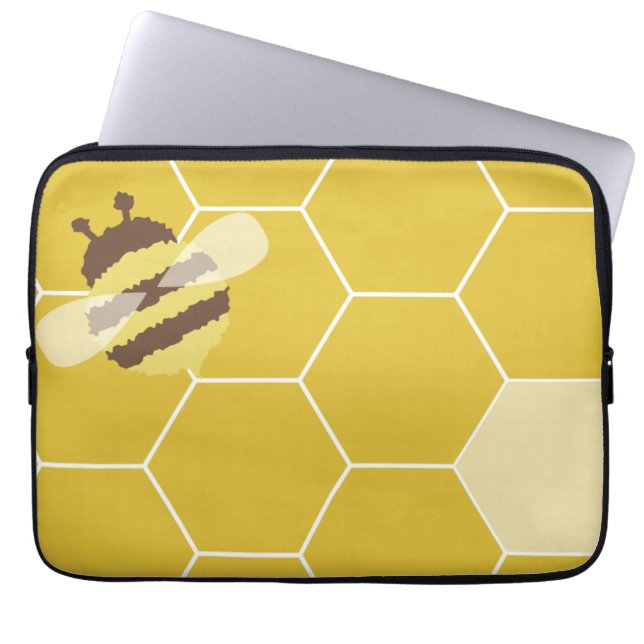 Honeybee Honeycomb Pattern Laptop Computer Sleeve (Front)