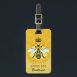 Honeybee Honeycomb Queen Bee Bumblebee Custom Name Luggage Tag<br><div class="desc">This sweet honeybee luggage tag shows a cute bee over a light, bright honeycomb background, with a bee pattern on the back. The yellow and black bees have gossamer white-blue wings that are spread out like they're ready to fly. The background is a pretty golden beehive honeycomb pattern. Below that,...</div>