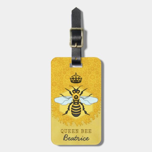 Honeybee Honeycomb Queen Bee Bumblebee Custom Name Luggage Tag