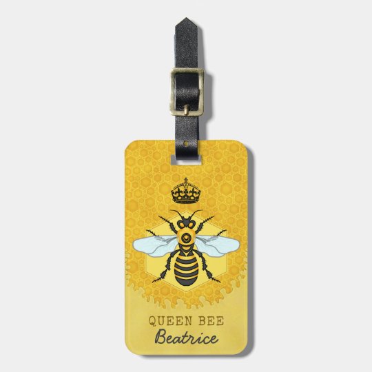 Honeybee Queen Bee Bumblebee Custom Name Luggage Tag