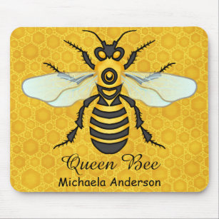Honeybee Honeycomb Queen Bee Personalized Name Mouse Pad