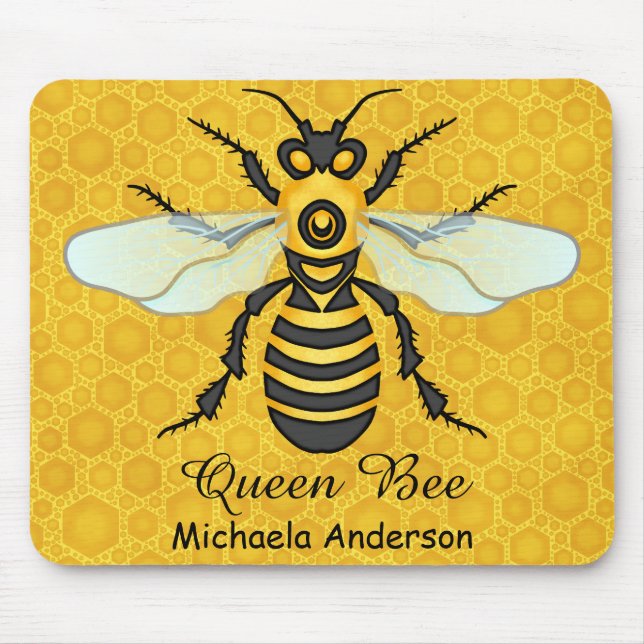 Honeybee Honeycomb Queen Bee Personalized Name Mouse Pad (Front)