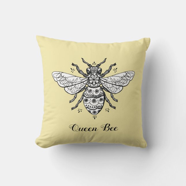 Honeybee Honeycomb Queen Bee | Throw Pillow (Front)