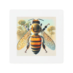 Honeybee in the Meadow 071024IREF222 - Watercolor Metal Print