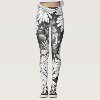 Honeybee Leggings Flower Art Stretchy Pants