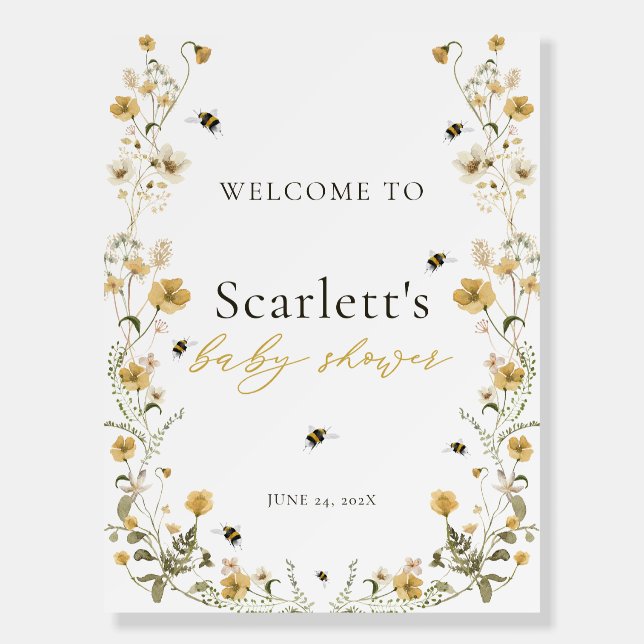Honeybee Mommy to Bee Baby Shower Welcome Sign (Front)