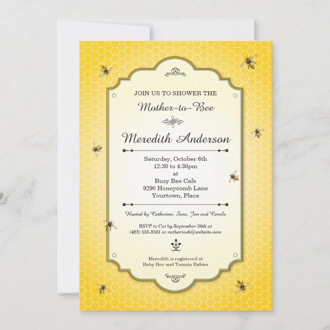 Honeybee Mother to Bee Baby Shower Invitation (Front)
