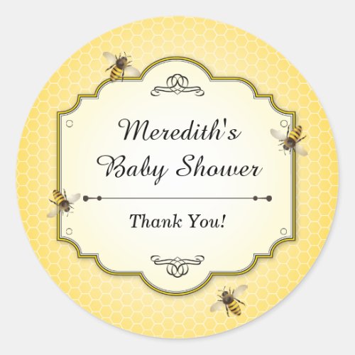 Honeybee Mother to Bee Baby Shower Thanks Classic Round Sticker