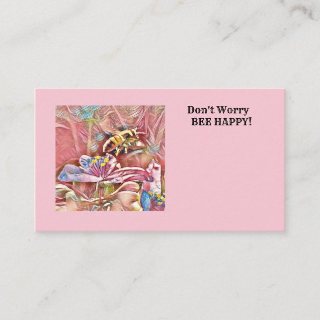 HONEYBEE ON A SPIDERWART PINK - FLORIST CARD (Front)