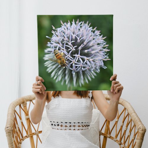 Honeybee on Globe Thistle Floral Gallery Wrap