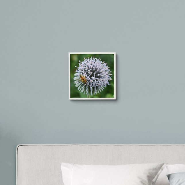 Honeybee on Globe Thistle Floral Peel And Stick Photo Tile (Bedroom)