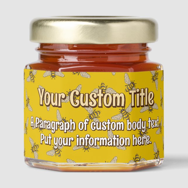 Honeybee Pattern Honey Jar Favors (Front)