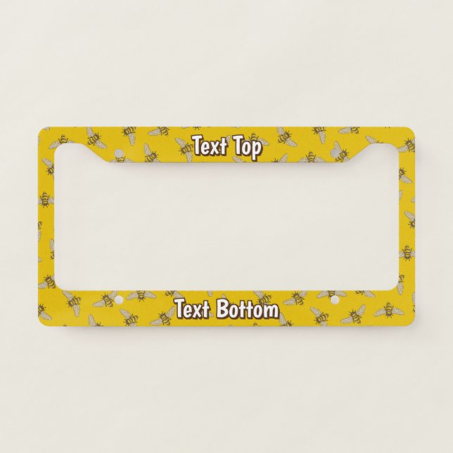 Honeybee Pattern License Plate Frame (Front)