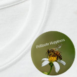 Honeybee Pollinate Happiness Photographic Button<br><div class="desc">A wild Honeybee pollinates a little wildflower on this fresh green pin-back button. Personalize with a Name or your own text for a beautiful piece of nature.  This image is original photography by JLW_PHOTOGRAPHY</div>