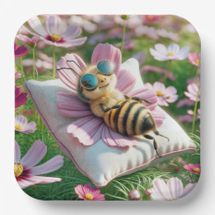 Honeybee Resting On a Pillow Paper Plates